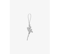 MK Bauschiger Taschenanhänger Mit Logo Aus Leder In Metallic-Optik - Silberton - Michael Kors