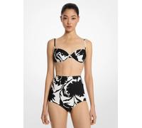 MK Bikini aus Stretch-Nylon-Krepp mit Blumenmuster - Schwarz - Michael Kors