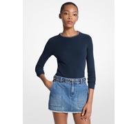 MK Gerippter Pullover Aus Viskosemischung Mit Kettendetail - Blau - Michael Kors