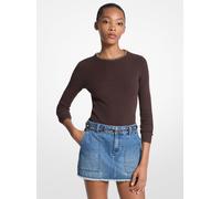 MK Gerippter Pullover Aus Viskosemischung Mit Kettendetail - Braun - Michael Kors