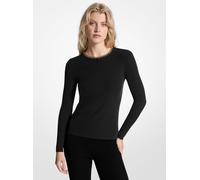 MK Gerippter Pullover Aus Viskosemischung Mit Kettendetail - Schwarz - Michael Kors