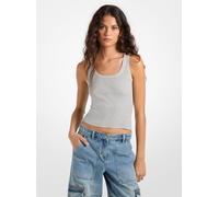 MK Geripptes, Kurzes Tanktop Aus Viskosemischung - Grau - Michael Kors