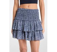 MK Gesmokter Minirock aus Georgette mit Blumenmuster - Blau - Michael Kors
