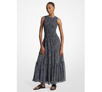MK Gesmoktes Maxikleid Aus Georgette Mit Blumenmuster - Blau - Michael Kors