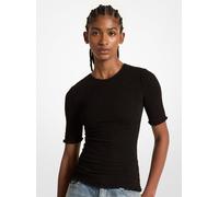 MK Gesmoktes Shirt Aus Georgette - Schwarz - Michael Kors