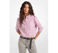 MK Gestreiftes, kurzes Oxford-Hemd aus Baumwoll-Popeline - Rosa - Michael Kors