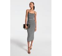 MK Gestreiftes Midikleid Aus Stretch-Viskosemischung - Schwarz - Michael Kors