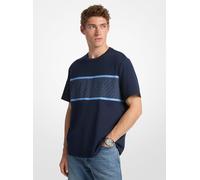 MK Gestreiftes T-Shirt Aus Baumwolle Mit Signature-Logo - Blau - Michael Kors