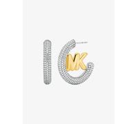 MK Große, Zweifarbige Creolen Mit Pavé Und Logo - Silberton - Michael Kors