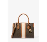 MK Henkeltasche Becca Medium mit Signature-Logomuster und Streifen - Braun - Michael Kors