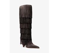MK Hoher Stiefel Jayla aus Wildleder mit Fransen - Braun - Michael Kors