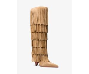 MK Hoher Stiefel Jayla aus Wildleder mit Fransen - Natur - Michael Kors