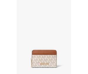 MK Kartenetui Jet Set Small mit Signature-Logomuster und Rundum-Reißverschluss - Natur - Michael Kors