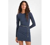 MK Kleid aus dichtem Stretch-Jersey mit Punktmuster und Gürtel - Blau - Michael Kors