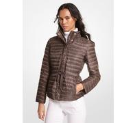 MK Komprimierbare Daunenjacke aus Satin-Ciré mit Logo - Braun - Michael Kors