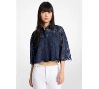 MK Kurze Bluse aus floraler Kordelspitze - Blau - Michael Kors