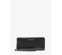 MK Längliche Brieftasche Jet Set Travel Large aus gekrispeltem Leder - Schwarz - Michael Kors