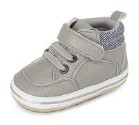 MK MATT KEELY Baby Jungen Mädchen Lauflernschuhe PU Leader Krabbelschuhe mit Weich Gummi Anti-Rutsch Sohle 6-12 Monate,Grau2