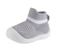 MK MATT KEELY Baby Sockenschuhe Mädchen Jungen Lauflernschuhe 6-36 Monate Kleinkind Stricken Krabbelschuhe mit rutschfeste Gummisohle,Grau,9-12 Monate