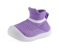 MK MATT KEELY Baby Sockenschuhe Mädchen Lauflernschuhe 6-36 Monate Kleinkind Stricken Krabbelschuhe mit rutschfeste Gummisohle,Violet,9-12 Monate