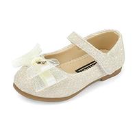 MK MATT KEELY Mädchen Mary Jane Flache Prinzessin Schuhe 2-7 Jahre Ballerinas Partys Hochzeiten Glitzer Schuhe,Gold,EU22(Etikettengröße 23)