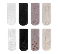 MK MATT KEELY Stoppersocken Kinder 1-6 Jahre Jungen Mädchen Antirutschsocken 4 Paar Baby Winter Warme ABS Socken,Weiß/Schwarz/Braun/Beige,4 5 6 Jahre