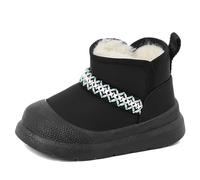MK MATT KEELY Winterschuhe Jungen Mädchen Wasserdicht Winterstiefel Kinder Outdoor Warm Snow Boots mit Rutschfester Gummisohle,Schwarz,EU 24/25