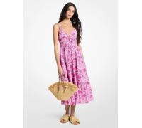 MK Midikleid aus Baumwoll-Popeline mit Blumenmuster - Rosa - Michael Kors