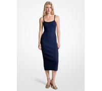 MK Midikleid aus geripptem Stretch-Strick mit Kettendetail - Blau - Michael Kors