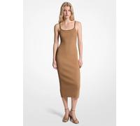 MK Midikleid aus geripptem Stretch-Strick mit Kettendetail - Braun - Michael Kors