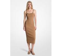 MK Midikleid Aus Geripptem Stretch-Strick Mit Kettendetail - Braun - Michael Kors