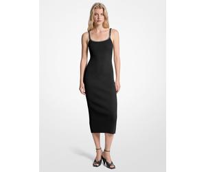 MK Midikleid Aus Geripptem Stretch-Strick Mit Kettendetail - Schwarz - Michael Kors
