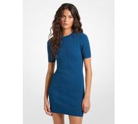 MK Minikleid aus Zopfstrick-Jacquard mit geprägtem MK2000-Logomuster - Blau - Michael Kors