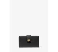 MK Mittelgroße Brieftasche aus gekrispeltem Leder mit MK Pop-Detail - Schwarz - Michael Kors