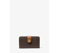 MK Mittelgroße Brieftasche mit Signature-Logomuster und MK Pop-Detail - Braun - Michael Kors