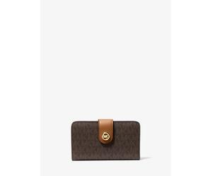 MK Mittelgroße Brieftasche mit Signature-Logomuster und MK Pop-Detail - Braun - Michael Kors