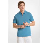 MK Piqué-Poloshirt aus Baumwollmischung mit Reißverschluss - Blau - Michael Kors