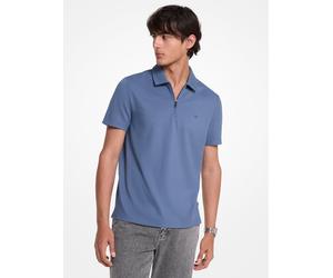 MK Piqué-Poloshirt Aus Baumwollmischung Mit Reißverschluss - Blau - Michael Kors