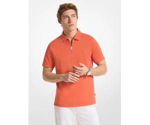 MK Piqué-Poloshirt aus Baumwollmischung mit Reißverschluss - Orange - Michael Kors