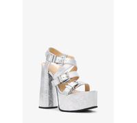 MK Plateau-Sandale Darrington Aus Leder In Metallic-Krakelee-Optik - Silberton - Michael Kors