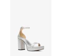 MK Plateau-Sandale Merriam aus Leder mit Glitzer - Silberton - Michael Kors