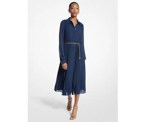 MK Plissiertes Hemdkleid aus Georgette - Blau - Michael Kors