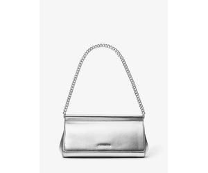 MK Pochette Carmine Medium Aus Gekrispeltem Leder In Metallic-Optik - Silberton - Michael Kors