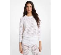 MK Pullover aus Stretch-Baumwolle mit Lochstrickmuster - Weiss - Michael Kors
