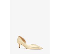 MK Pumps Elyse aus Leder in Metallic-Krakelee-Optik mit Kitten-Heel-Absatz - Goldton - Michael Kors