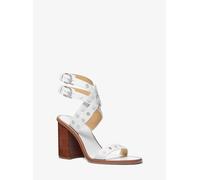 MK Sandale Irene aus nietenbesetztem Leder mit Blockabsatz - Weiss - Michael Kors
