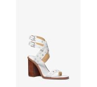 MK Sandale Irene Aus Nietenbesetztem Leder Mit Blockabsatz - Weiss - Michael Kors