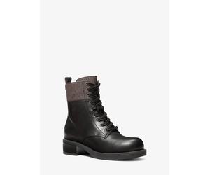 MK Schnürstiefel Lyle Aus Leder Und Signature-Logostoff - Braun - Michael Kors