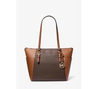 MK Shopper Charlotte Large Aus Logostoff Und Leder Mit Reißverschluss An Der Oberseite - Braun - Michael Kors