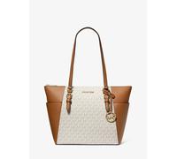 MK Shopper Charlotte Large Aus Logostoff Und Leder Mit Reißverschluss An Der Oberseite - Natur - Michael Kors